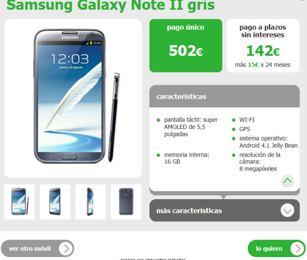 Alternativa a Samsung Galaxy Note Yoigo