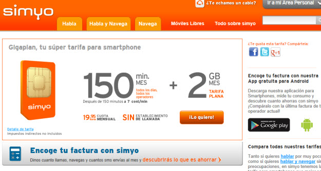 Comparativa ADSL móvil en Simyo