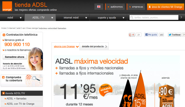 Internet Orange con ADSL