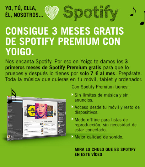 Spotify premium con Yoigo