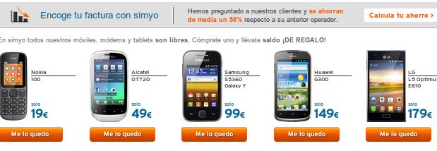 Comparativa de móviles: las ofertas de Simyo