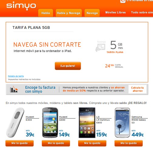 Navega desde tu móvil con las ofertas Internet Simyo